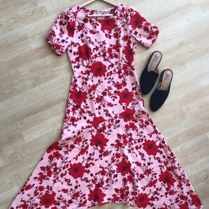 Timing Pink and Red Floral Maxi Dress
